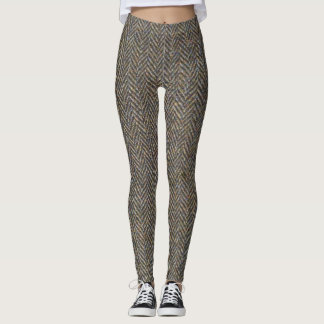 Fischgrätenmuster-Tweed-Kunst-Muster Leggings