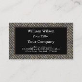 Fischgrätenmuster-Tweed, Messing und Goldmonogramm Visitenkarte (Vorderseite)
