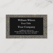 Fischgrätenmuster-Tweed, Messing und Goldmonogramm Visitenkarte (Vorderseite)