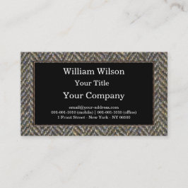 Fischgrätenmuster-Tweed, Messing und Goldmonogramm Visitenkarte