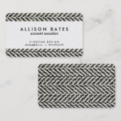 Fischgrätenmuster-Tweed-rustikaler schwarzer u. Visitenkarte (Vorne/Hinten)