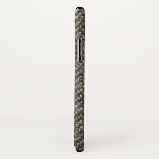 Fischgrätenmuster-Tweed und Leder-Monogramm Case-Mate iPhone Hülle (Hinten/Rechts)