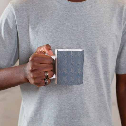 Fischgrätmuster Chevron Retro Blau Kaffeetasse