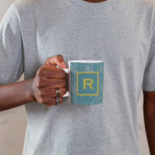 Fischgrätmuster Chevron Türkis Persönlich Kaffeetasse