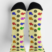 Fischige Räder Blassgelb   Socken (Oben)