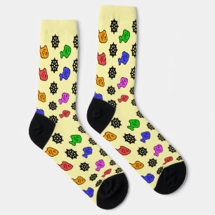 Fischige Räder Blassgelb   Socken