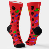 Fischige Räder Rot    Socken (Gewinkelt)