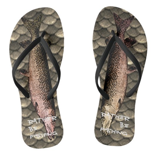 Fischillustrations- u. -skalahintergrund Flipflops Badesandalen (Fußbett)