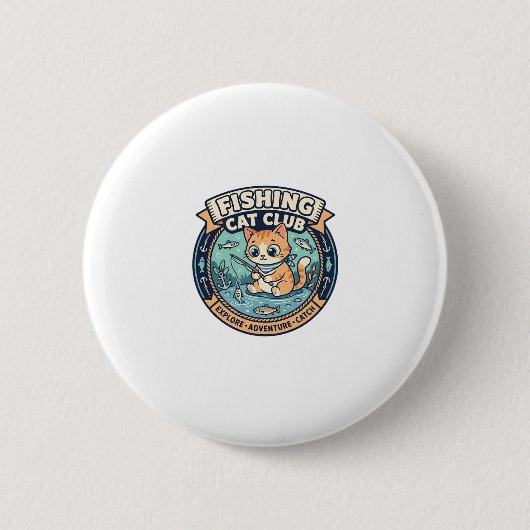 Fischkatze Süße Katze T-Shirt Design - Fischkatze Button (Vorderseite)