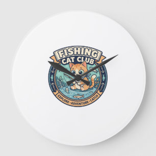 Fischkatze Süße Katze T-Shirt Design - Fischkatze Große Wanduhr