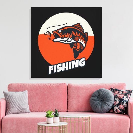 Fischköder Orange Canvas Print Leinwanddruck (Insitu (Wohnzimmer))