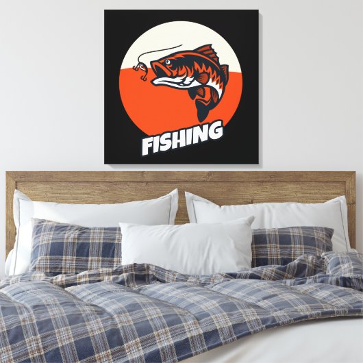 Fischköder Orange Canvas Print Leinwanddruck (Insitu (Schlafzimmer))