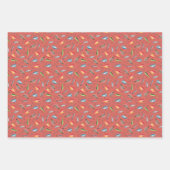 Fischköpfe auf dunklem Korallenrosa Geschenkpapier Set (Vorderseite)