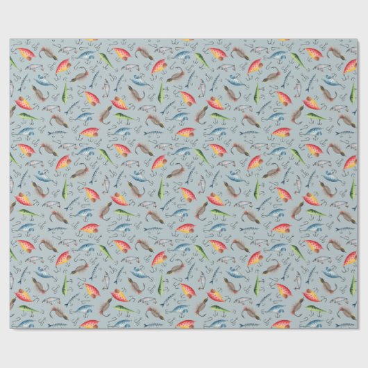 Fischköpfe auf leicht blau-grau geschenkpapier (Flach)