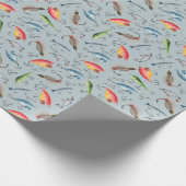 Fischköpfe auf leicht blau-grau geschenkpapier (Ecke)