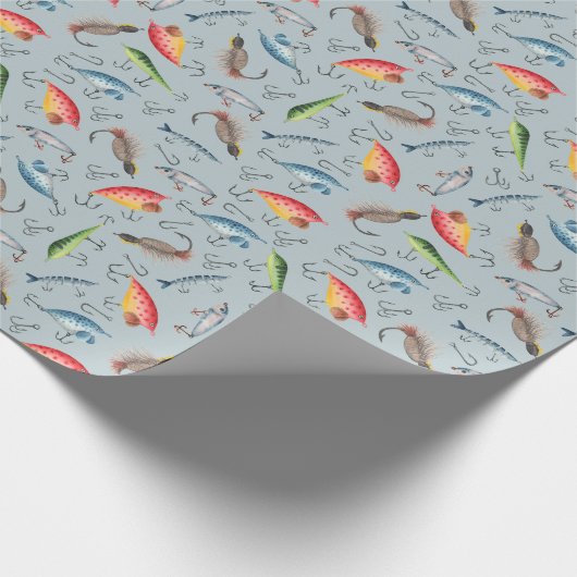 Fischköpfe auf leicht blau-grau geschenkpapier (Ecke)