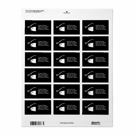 Fischköpfe und Haken - Schwarz und Weiß Adressaufkleber (Vorne)