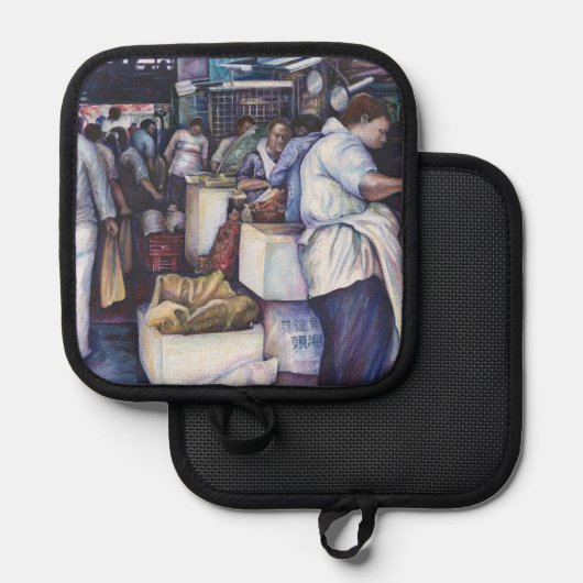 Fischkopfsuppe, Singapur Topflappen (Vorderseite/Rückseite)