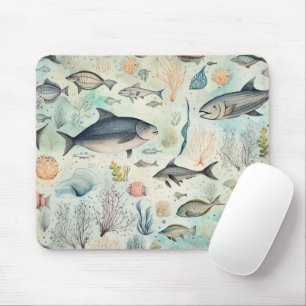 Fischkorallen Unterwasser Wasserfarbe Mousepad