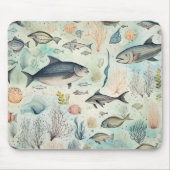 Fischkorallen Unterwasser Wasserfarbe Mousepad (Vorne)