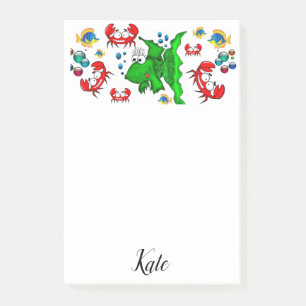 Fischkrebse nach der Abgabe Post-it Klebezettel