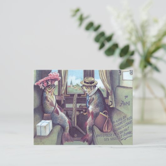 Fischkuchen im Zug Postkarte (Stehend Vorderseite)