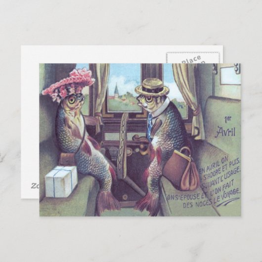 Fischkuchen im Zug Postkarte (Vorne/Hinten)