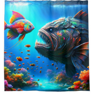 Fischkunst Duschvorhang