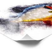 Fischkunst vom Roten Belogen Piranha Aquarell Fotodruck (Ecke)