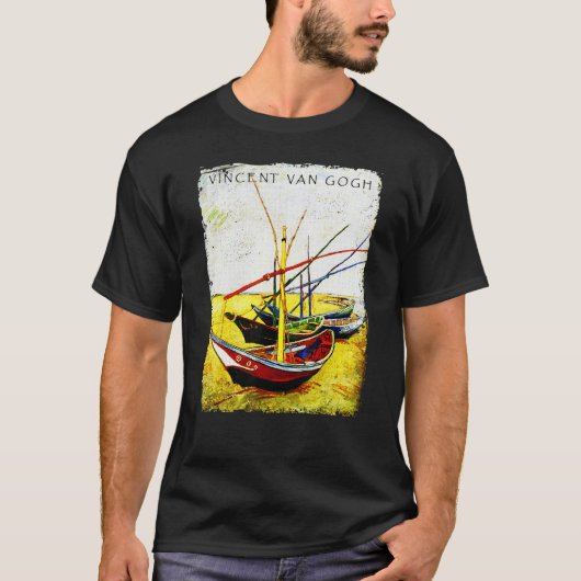 Fischkutter Am Strand Tee Van Gogh Kunst Gemälde (Vorderseite)