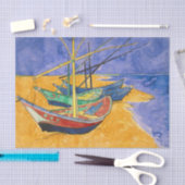 Fischkutter am Strand von Vincent Van Gogh Seidenpapier (Handwerk)