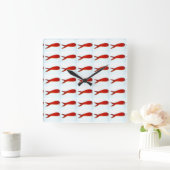 Fischlaufzeit Quadratische Wanduhr (Zuhause)