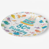 Fischliebhaber 80. Geburtstag Wasserfarbe Pappteller (Schrägansicht)