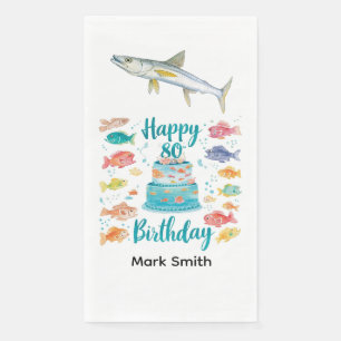Fischliebhaber 80. Geburtstag Wasserfarbe Serviette