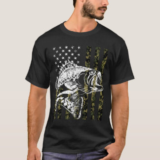 Fischliebhaber Angeln Vintage Amerikanische Flagge T-Shirt