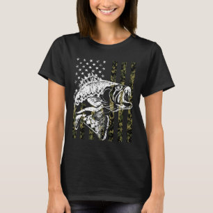 Fischliebhaber-Angeln Vintage-Amerikanische Flagge T-Shirt