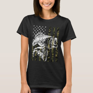 Fischliebhaber-Angeln Vintage-Amerikanische Flagge T-Shirt