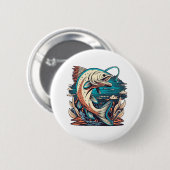 Fischliebhaber Fangleidenschaft Angelziffern Button (Vorne & Hinten)