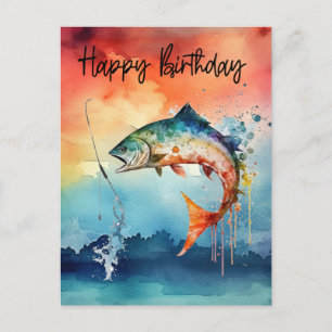 Fischliebhaber Geburtstag angeln Postkarte