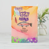 Fischliebhaber Geburtstag mit Fischhaken Aquarell Einladung (Stehend Vorderseite)