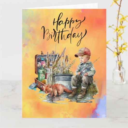 Fischliebhaber Geburtstag mit Fischwasser Karte (Gelbe Blume)