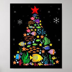 Fischliebhaber Meeresstrand Aquatische Weihnachtsb Poster