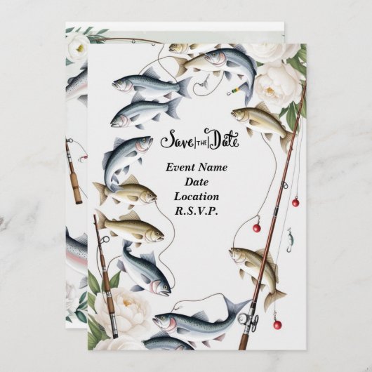 Fischliebhaber Save the Date Hochzeit Einladung (Vorne/Hinten)