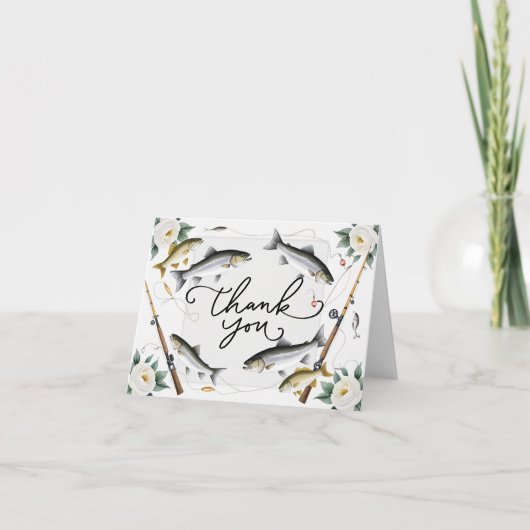 Fischliebhaber Vielen Dank mit Fisch und Blume Dankeskarte (Vorderseite)