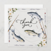 Fischliebhaber Vielen Dank mit Fisch und Blume Dankeskarte (Vorne/Hinten)