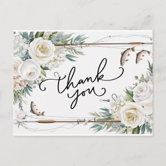 Fischliebhaber Vielen Dank mit Fisch und Blume Postkarte (Vorderseite)