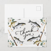 Fischliebhaber Vielen Dank mit Fisch und Blume Postkarte (Vorne/Hinten)