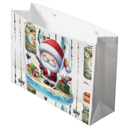 Fischliebhaber Weihnachten Weihnachten Große Geschenktüte (Vorderseite Schrägansicht)
