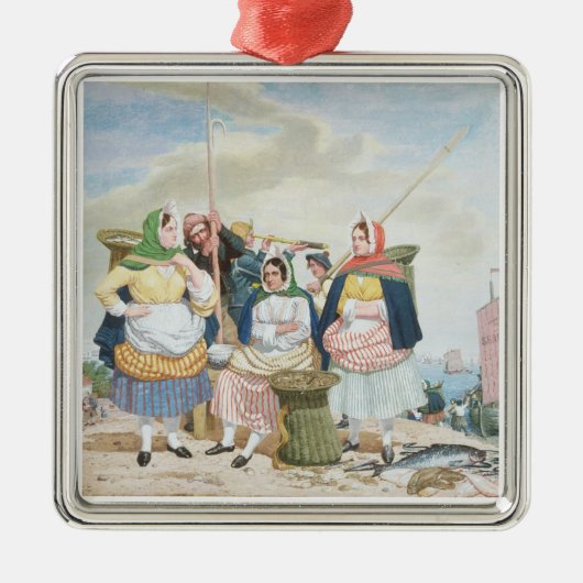 Fischmarkt durch das Meer, c.1860 (Öl auf Ornament Aus Metall (Vorne)