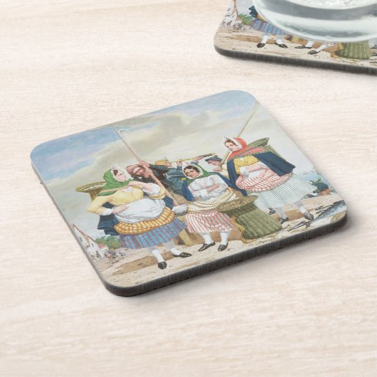 Fischmarkt durch das Meer, c.1860 (Öl auf Untersetzer (Linke Seite)